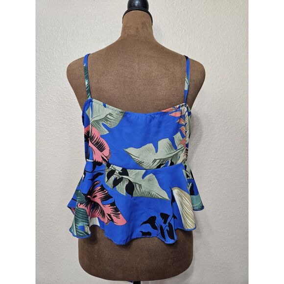 Lilian Women’s Bright Blue Tie-Front Peplum Cami Top Size L - Picture 2 of 2
